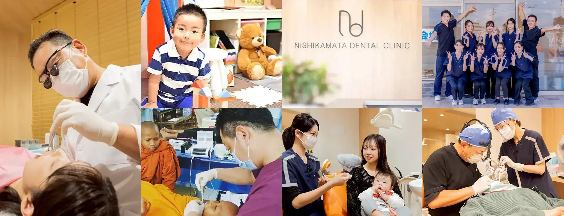 抜かない・削らない・痛くない歯科治療のメッセージと青空の木々